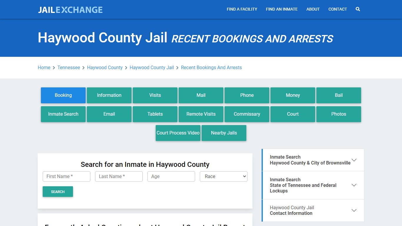 Haywood County Jail TN Recent Arrests and Bookings - Jail Exchange